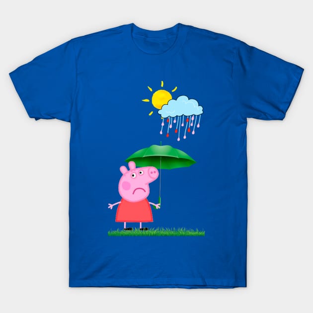 Funny pig with umbrella T-Shirt by LAV77